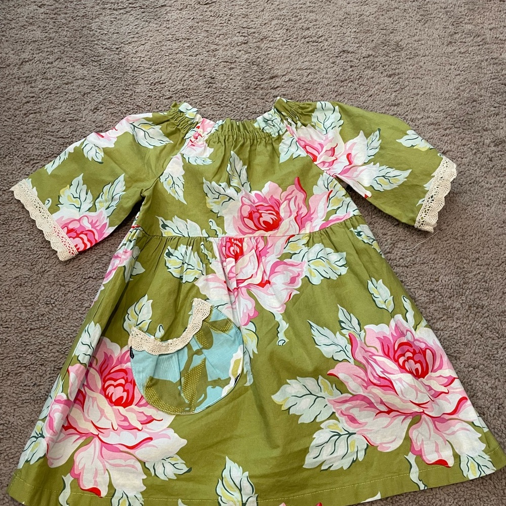 Jordan K Floral Green Kids Dress